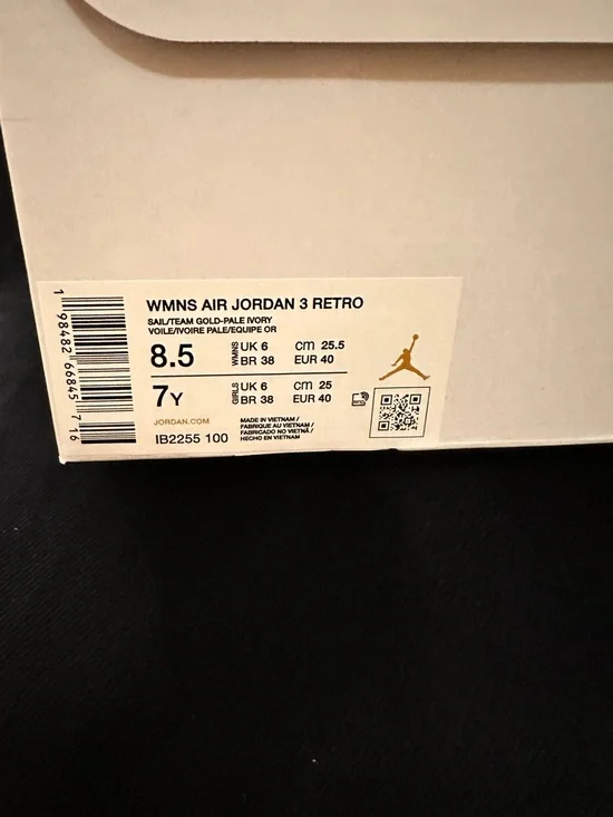 Jordan Air Jordan 3 Retro Sail Team Gold Pale Ivory IB2255-100 Women - Picture 8 of 8